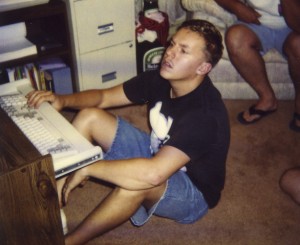 Circa 1995 finishing up installing my 540mb hard drive as my friends watch.  Back then we had to manually set jumpers for IRQ's for each piece of hardware.  I promise that's not a hello kitty t-shirt I'm wearing.